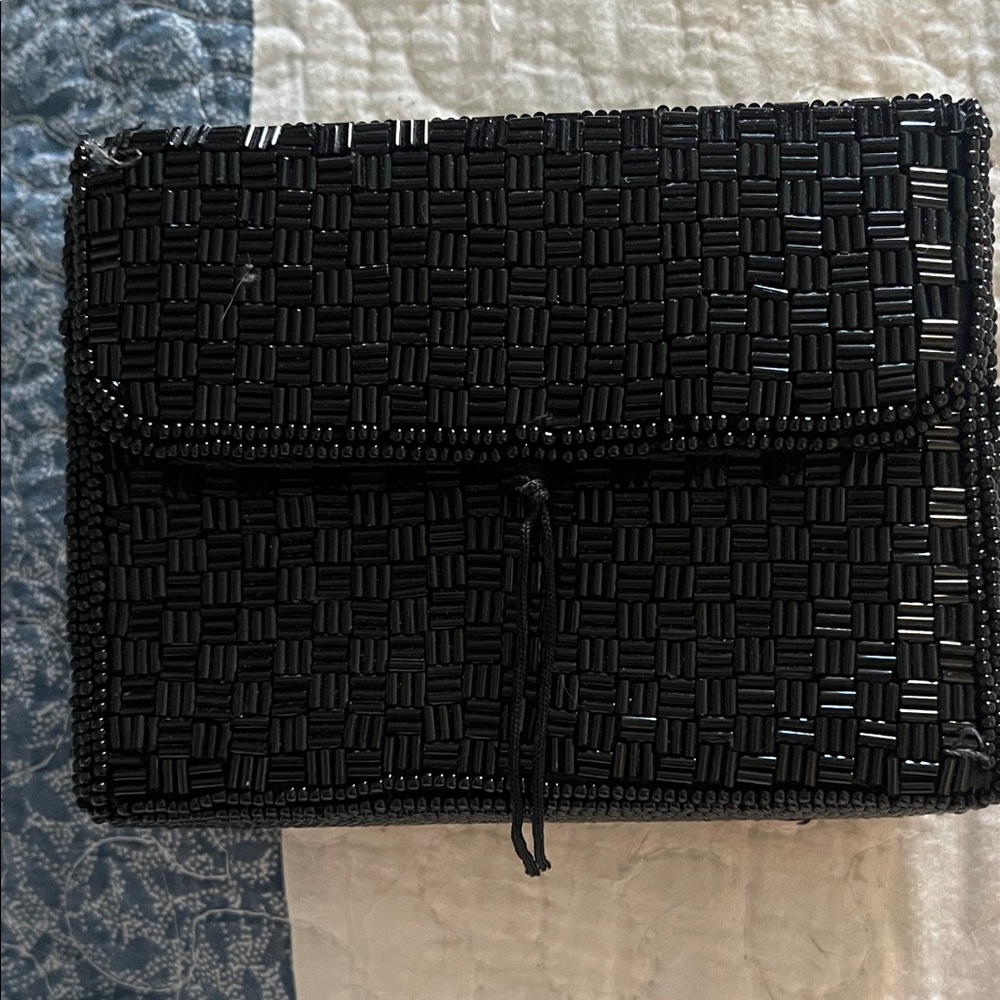 ALFRED SUNG Black Beaded Clutch